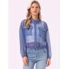 imageAllegra K Sheer Bomber Jacket for Womens Zip Up Long Sleeve See Through JacketsGrey Blue