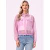 imageAllegra K Sheer Bomber Jacket for Womens Zip Up Long Sleeve See Through JacketsLight Purple