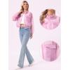 imageAllegra K Sheer Bomber Jacket for Womens Zip Up Long Sleeve See Through JacketsLight Purple