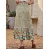 imageAllegra K Summer Maxi Skirts for Women 2026 Bohemian Floral Print Elastic High Waist A Line Beach SkirtBeige