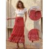 imageAllegra K Summer Maxi Skirts for Women 2026 Bohemian Floral Print Elastic High Waist A Line Beach SkirtRed