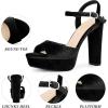 imageAllegra K Womens Chunky High Heels Slingback Strap Platform Heel SandalsBlack