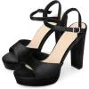 imageAllegra K Womens Chunky High Heels Slingback Strap Platform Heel SandalsBlack