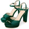 imageAllegra K Womens Chunky High Heels Slingback Strap Platform Heel SandalsGreen