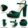 imageAllegra K Womens Chunky High Heels Slingback Strap Platform Heel SandalsGreen