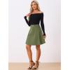 imageAllegra K Womens Denim Skirt High Waist Stretch Knee Length Flared Casual Jean SkirtsArmy Green