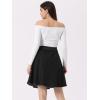 imageAllegra K Womens Denim Skirt High Waist Stretch Knee Length Flared Casual Jean SkirtsBlack