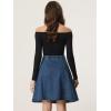 imageAllegra K Womens Denim Skirt High Waist Stretch Knee Length Flared Casual Jean SkirtsDark Blue