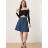 imageAllegra K Womens Denim Skirt High Waist Stretch Knee Length Flared Casual Jean SkirtsDark Blue