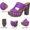 imageAllegra K Womens Faux Suede Platform High Block Heel Slides SandalsPurple