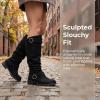 imageAllegra K Womens Flat Knee High Shoes No Heel Soft Cushioned BootsBlack