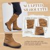 imageAllegra K Womens Flat Knee High Shoes No Heel Soft Cushioned BootsKhaki