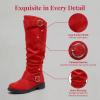 imageAllegra K Womens Flat Knee High Shoes No Heel Soft Cushioned BootsRed