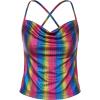 imageAllegra K Womens Halloween Metallic Glitter Spaghetti Strap Camisole Cowl Neck Sparkly Club TopMulticolor