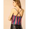 imageAllegra K Womens Halloween Metallic Glitter Spaghetti Strap Camisole Cowl Neck Sparkly Club TopMulticolor