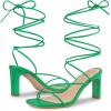 imageAllegra K Womens Lace Up Strappy Block High Heel Green Sandals 10 m US