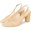 imageAllegra K Womens Mesh Heels Pumps Pointed Toe Chunky Heel Comfortable Dress ShoesBeige
