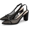 imageAllegra K Womens Mesh Heels Pumps Pointed Toe Chunky Heel Comfortable Dress ShoesBlack