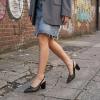 imageAllegra K Womens Mesh Heels Pumps Pointed Toe Chunky Heel Comfortable Dress ShoesBlack