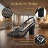 imageAllegra K Womens Mesh Heels Pumps Pointed Toe Chunky Heel Comfortable Dress ShoesBlack