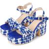 imageAllegra K Womens Platform Heels Plaid Print Chunky Heel SandalsBlue