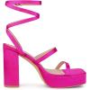 imageAllegra K Womens Platform Heels Square Toe Chunky High Heel Satin SandalsFuchsia Pink