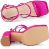 imageAllegra K Womens Platform Heels Square Toe Chunky High Heel Satin SandalsFuchsia Pink