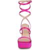 imageAllegra K Womens Platform Heels Square Toe Chunky High Heel Satin SandalsFuchsia Pink