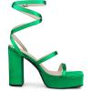 imageAllegra K Womens Platform Heels Square Toe Chunky High Heel Satin SandalsMint Green
