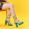 imageAllegra K Womens Platform Heels Square Toe Chunky High Heel Satin SandalsMint Green