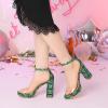 imageAllegra K Womens Printed Clear Platform Chunky Heel Green Sandals  7 m US