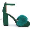 imageAllegra K Womens Square Toe Faux Fur Platform Chunky Heels SandalsEmerald Green
