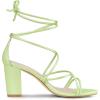imageAllegra K Womens Strappy Lace Up Chunky Lime Green Heel Sandals 105 m US