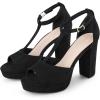 imageAllegra K Womens TStrap Platform Chunky High Heel SandalsBlack