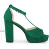 imageAllegra K Womens TStrap Platform Chunky High Heel SandalsEmerald Green