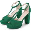 imageAllegra K Womens TStrap Platform Chunky High Heel SandalsEmerald Green