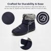 imageAllegra K Womens Warm Ankle Boots Hook Loop Flat Snow BootsNavy Blue