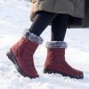 imageAllegra K Womens Warm Ankle Boots Side Zipper Flat Snow BootsBurgundy