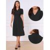 imageAllegra K Work Dresses for Women Midi Length Short Sleeve V Neck Button Decro ALine Business Casual DressBlack