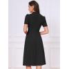 imageAllegra K Work Dresses for Women Midi Length Short Sleeve V Neck Button Decro ALine Business Casual DressBlack