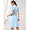 imageAllegra K Work Dresses for Women Midi Length Short Sleeve V Neck Button Decro ALine Business Casual DressSky Blue