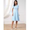 imageAllegra K Work Dresses for Women Midi Length Short Sleeve V Neck Button Decro ALine Business Casual DressSky Blue