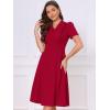 imageAllegra K Work Dresses for Women Midi Length Short Sleeve V Neck Button Decro ALine Business Casual DressWine Red