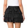 imageAllegra K Bow Back Mini Skirts for Women Elastic Low Waist Cute Cake Skirt Layer Ruffle Skirt with ShortsBlack