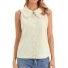 imageAllegra K Sleeveless Button Down Shirt for Women Peter Pan Collar Casual Tank Tops for Work Classic BlousesApricot