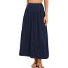 imageAllegra K Summer Flowy Long Skirts for Women 2026 Elastic High Waist Casual Maxi SkirtDark Blue