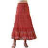imageAllegra K Summer Maxi Skirts for Women 2026 Bohemian Floral Print Elastic High Waist A Line Beach SkirtRed