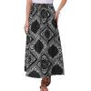 imageAllegra K Summer Maxi Skirts for Women 2026 Paisley Print Elastic High Waist Boho Flowy Beach SkirtBlack