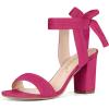 imageAllegra K Women Open Toe Ankle Tie Back Chunky Heel Hot Pink Sandals  9 M US