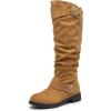 imageAllegra K Womens Flat Knee High Shoes No Heel Soft Cushioned BootsKhaki